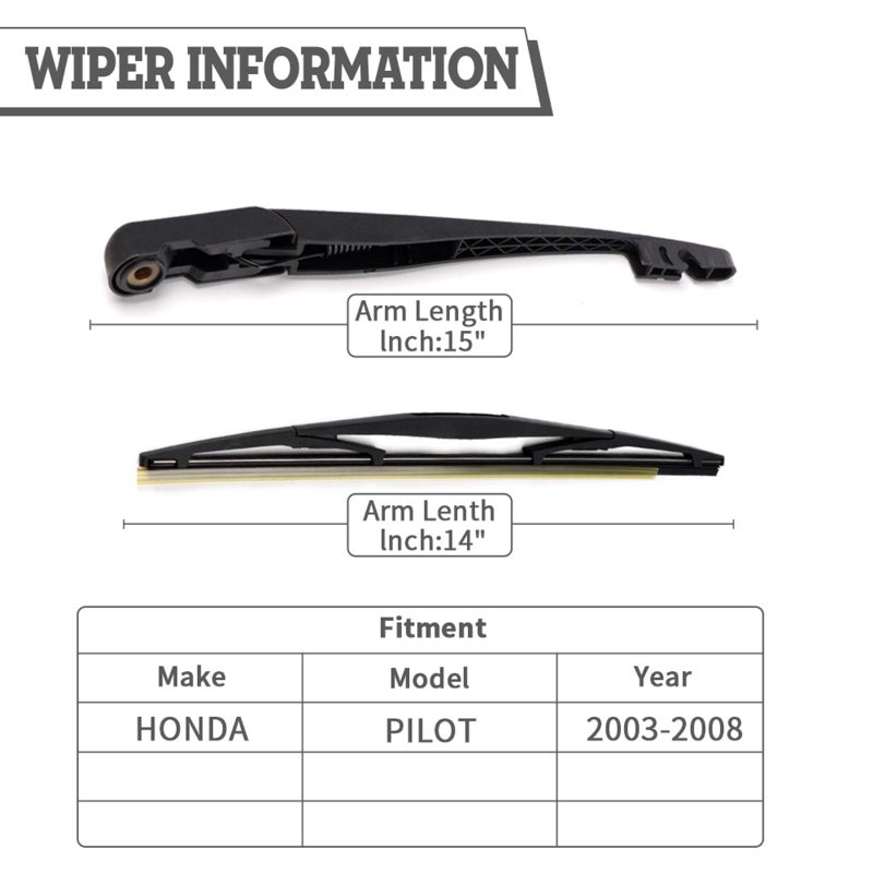 HODEE Rear Wiper Arm Blade Nut Set-Replacement for Honda Pilot 2003-2008,Back Windshield Wiper Assembly with Window Wiper Cap Cover Accessories,OE:76740S9VA01 - Image 2